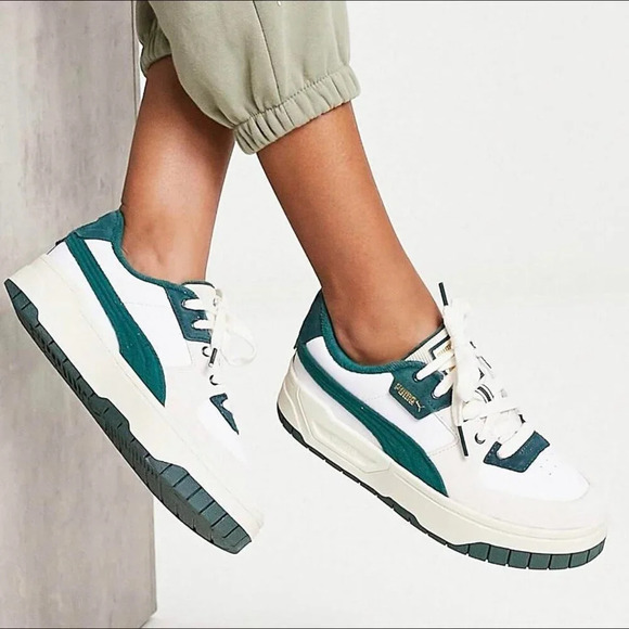 Puma  Cali Dream Ivy League Terry Sneaker White Green Size 7 - Picture 1 of 13